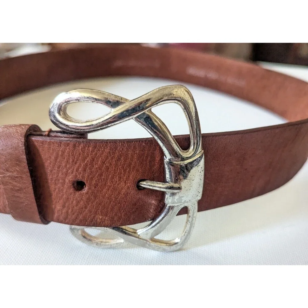 Vtg Silpada Genuine Italian Leather Brown Silver Tone Buckle Belt Women’s Large